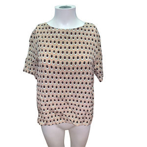 Mayla Light Pink Cream Silk Circle Print Tshirt Bowtie Back Blouse 6